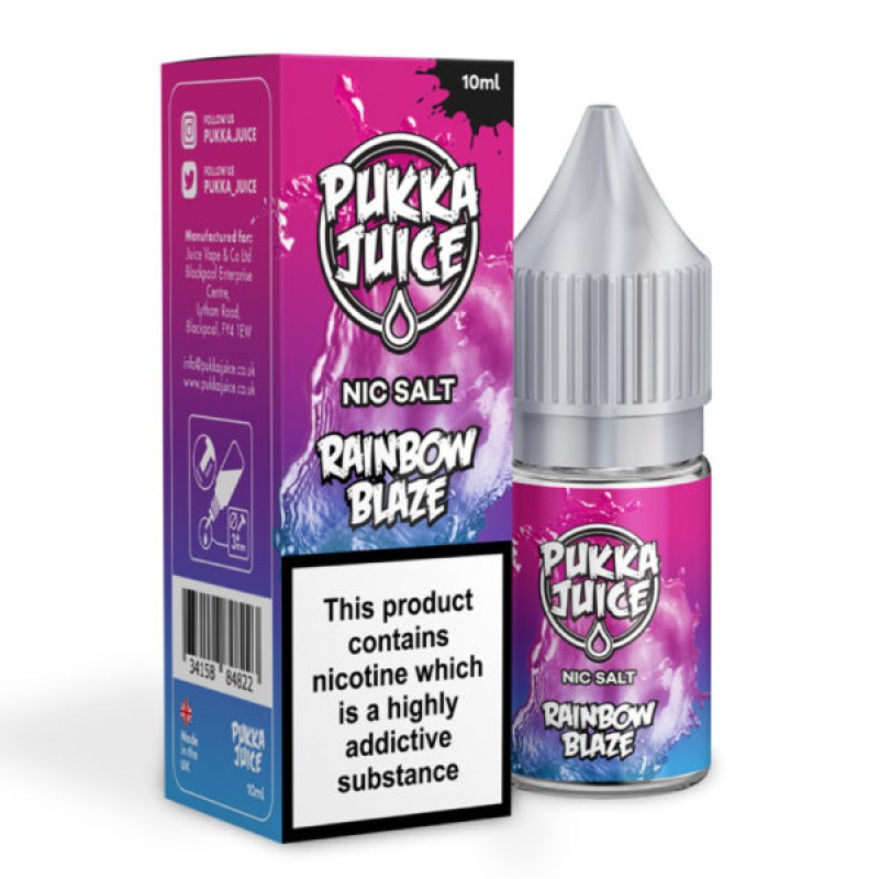Rainbow Blaze 10ml Nicotine Salt E-Liquid by Pukka...