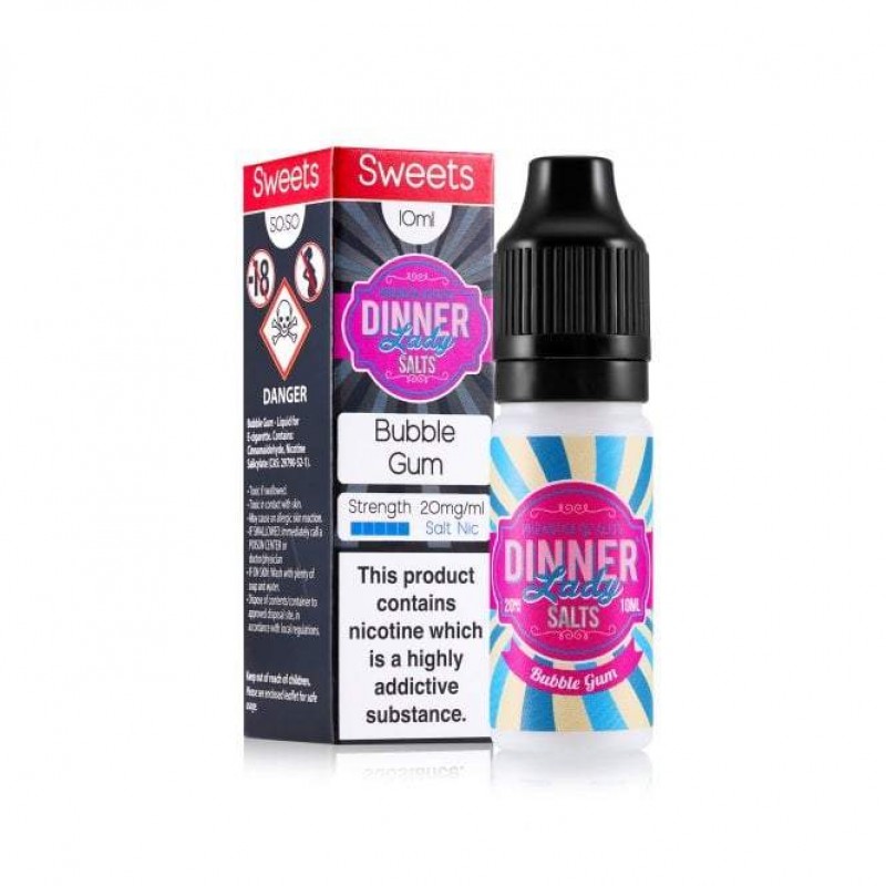 Bubblegum 10ml Nic Salt E Liquid by Dinner Lady